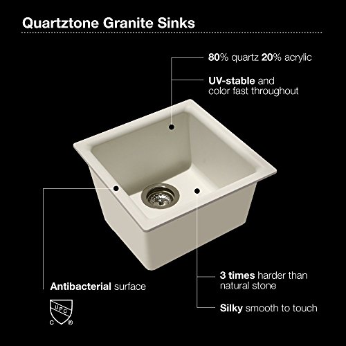 Houzer E-100 MIDNITE Quartztone Series Granite Dual Mount Bar/Prep Sink, Black (Renewed) - Thumbnail 2