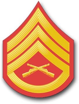 US Marine E-6 Staff Sergeant Red/Gold Chevron Rank Insignia Decal Sticker 5.5"