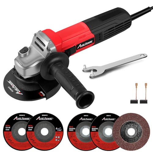 AVID POWER Angle Grinder, 7.5-Amp 4-1/2 inch Electric Grinder Power Tools with Grinding and Cutting Wheels, Flap Disc and Auxiliary Handle for Cutting, Grinding, Polishing and Rust Removal - Red