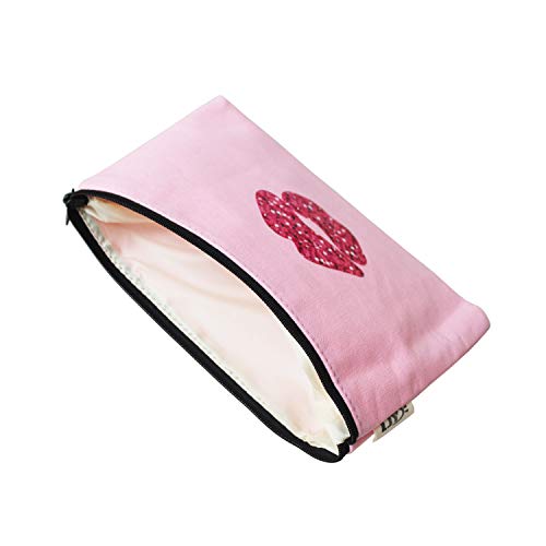 Lips Pattern Makeup Cosmetic Travel Pouches Toiletry Bag Cases with Zipper for Women and Girls, 3 Colors, 6 Pieces