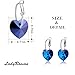 LadyRosian “Love Heart” 925 Sterling Silver Hook Dangle Love Earrings with Blue Swarovski Crystals Fashion Jewelry Simple Gifts for Sisters Best Friends (Blue)