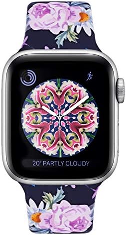 YOUKEX Sport Flower Band Compatible with Apple Watch 38mm 40mm 42mm 44mm,Soft Printed Strap Replacement Wristbands Compatible with iwatch Sport Series 4 Series 3 Series 2 Series 1