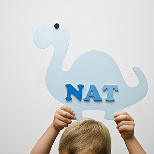 Blue dino - ombre style - personalized name plaque for baby boy's nursery room