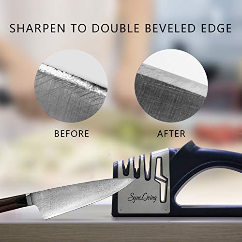 Sync Living Knife and Scissor Sharpener, Knife Sharpeners for Kitchen