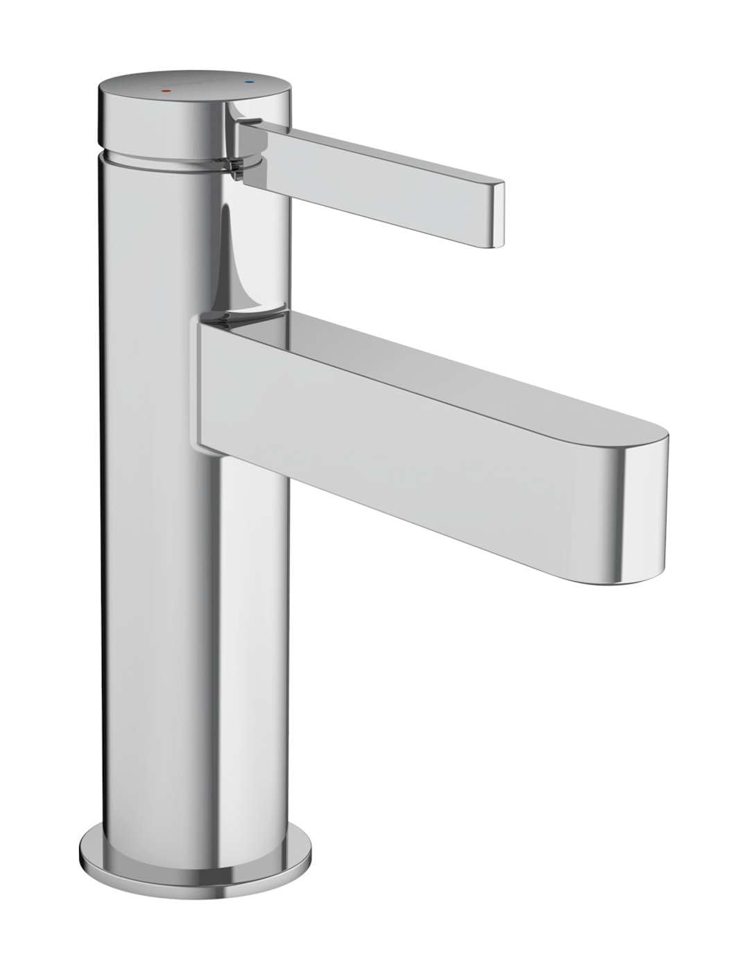 hansgrohe Finoris - bathroom tap with push-open waste set, bathroom sink tap with spout height 92 mm, basin mixer tap water-saving (EcoSmart), chrome, 76010000