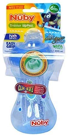 Nuby Trainer Sipeez Easy Grip with Hygience Cover 10oz/300ml (Blue)