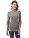 PattyBoutik Women Mock Neck Raglan Long Sleeve Sweater (Gray and Ivory Medium)