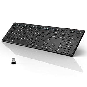 Wireless Keyboard, WisFox 2.4G Ultra Slim Portable Computer Keyboard, Full Size Keyboard with Number Pad, Silent…