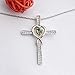 Xingzou Women Cross Pendant Necklace Infinity and Love,Green Heart Crystals,Best Gift Jewelry