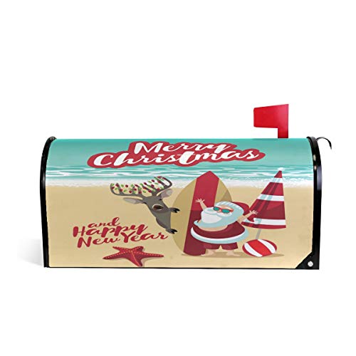 WOOR Santa Claus at The Beach Christmas Magnetic Mailbox Cover Oversized-20.8
