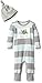 Burt's Bees Baby baby-boys Matelasse Organic Baby Kimono One Piece Jumpsuit, Sky Thermal Rugby, 18 Months