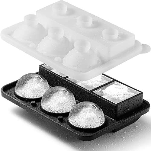Nax Caki Ice Cube Molds Tray, Large Silicone Whiskey Ice Mold,2in1