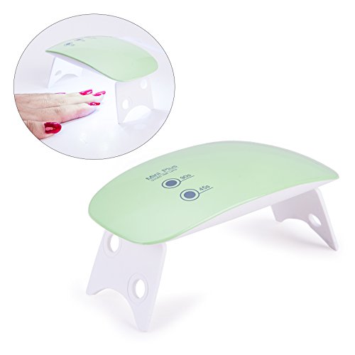 CO-Z 5W LED Nail Dryer Curing Lamp Light Portable for Gel Based Polishes Manicure Pedicure 2 Timing Setting 45s 90s (5W Small, Common - Light Green)