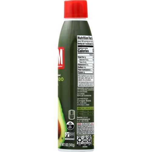 PAM AVOCADO OIL NON-GMO COOKING SPRAY, 5 OZ