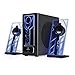 GOgroove BassPULSE Bluetooth 2.1 Computer Speakers with Subwoofer, Blue Glow LED Lights and Wireless Connection - Compatible with Your Gaming Desktop PC, Laptop and Other Bluetooth Devices