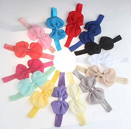 Rmeet Baby Girls Headbands,9 Pack Elastic Hair Bows Bowknot Stretchy Headwraps Cute Hair Hoops for Infant Kids Toddler Chiffon Fabric Muticolor - Image 3