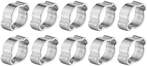Xinrub 10pcs Hose Clamp, Stainless Steel Two-ear Pipe Clip Hoop Plumbing Fastener Fule Petrol Pipe Tube(17-20MM)