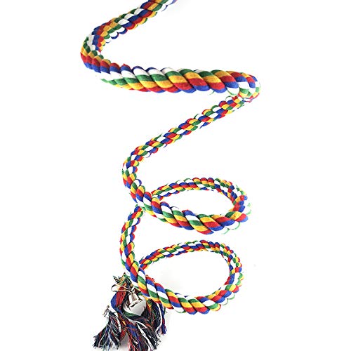 Only Lovuu Colorful Cotton and Steel Wire Cage Rope Pet Bird Perch Training Toy for Parrots (79 Inches)