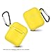 AirSha Compatible for AirPods Case with Keychain,[Support Wireless Charging],Shockproof Protective Silicone Cover Skin for AirPods Charging Case 2 & 1 (Yellow)