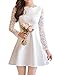 Plaid&Plain Women's Corrugated Neckline Floral Crochet Lace Skater Dress