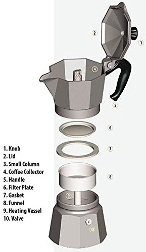 Coffee Maker Aluminum Moka Pot Espresso Maker Classic 3-Cup by PetriStor - Thumbnail 2