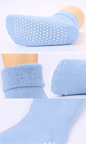 VWU 6 Pack Baby Socks with Grips Toddler Thick Cotton Socks Anti Slip 0-3 Years Old (3-12 months) - Thumbnail 6