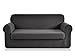 CHUN YI Stretch Sofa Slipcover 2 Piece Couch CoverSofa Cover, Settee Coat Soft with Elastic Bottom, Checks Spandex Jacquard Fabric, X-Large, Grey/Gray