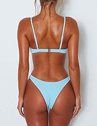 Jolefille traje de baño sólido con nudo de corbata para dama, traje de baño con tanga, bikini con push-up, traje de baño acolchado