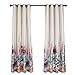 MYSKY HOME Premium Floral Curtains for Bedroom, Natural Linen Textured Room Darkening Curtains with Flower Print Design, Set of 1 Curtain Panel (52 x 84 Inch, Purple)