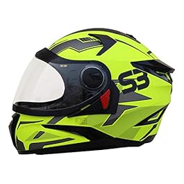 Steelbird SBH-17 Terminator Full Face Graphic Helmet (Medium 580 MM, Glossy Fluo Neon With Clear Visor)