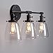 Phansthy 3 Light Industrial Wall Sconce Black Sconces with 5.6 Inches Dome Shape Clear Glass Shade for Bathroom Vanity Mirror, Black