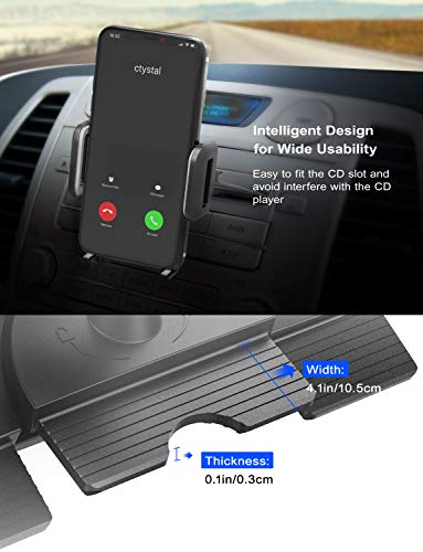 Mpow 051 Car Phone Mount, CD Slot Car Phone Holder, Car Mount with Three-Side Grips and One-Touch Design Compatible iPhone 11/11Pro/11Pro Max/Xs MAX/XR/XS/X/8/8Plus, Galaxy S10/S10+/S10e/S9/S9+/N9/S8