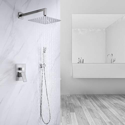 GAPPO Shower System Brushed Nickel Wall Mounted High Pressure 10 Inch
