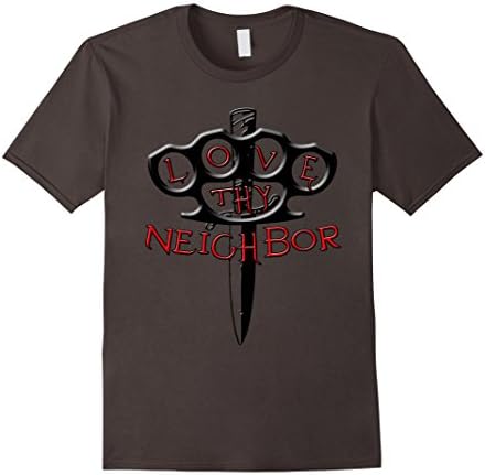 Men's Love Thy Neighbor Brass Knuckles Knife shirt 3XL Asphalt