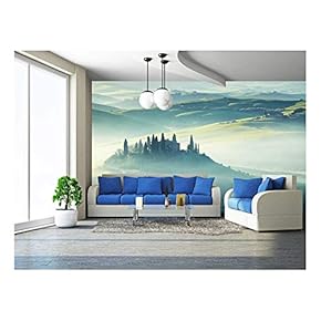Morning on Countryside, San Quirico Dâ´Orcia, Tuscany, Italy - Removable Wall Mural | Self-Adhesive Large Wallpaper - 66x96 inches