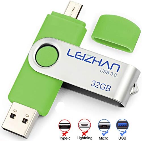 Micro USB Smartphone Picture Stick 128GB, Micro-USB 3.0 USB Flash Drive for Samsung Galaxy S7/S6/S5/S4/S3/Note5/4/3/2/Meizu/HTC/Nokia/Moto/Huawei/Xiaomi,Green