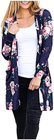 AuntTaylor Ladies Long Fall Tops Soft Stretch Cardigans with Pockets Dark Blue XL