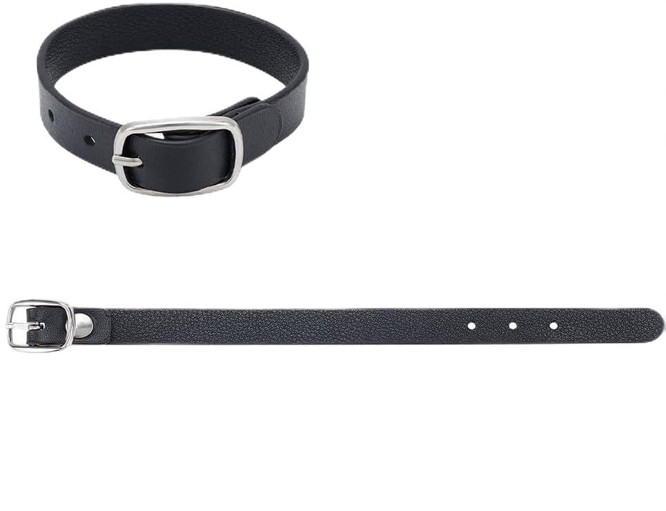 Photo 1 of 1/2 Inch PU Leather Luggage Tag Straps with Metal Buckle, Black Adjustable Faux Leather Loops for Suitcase, Travel, Kilt Extender