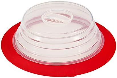 2 Pack Collapsible Microwave Cover For Kitchen &amp; Dining, Easy Grip Heat Resistant, BAP Free And Non-Toxic, As Food Colander Strainer, 10.6" Silicone Splatter Lid, For Fruit, Vegetable Red