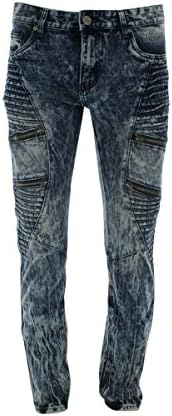 Trill Nation - Men's Zipper And Moto Jeans - Blue