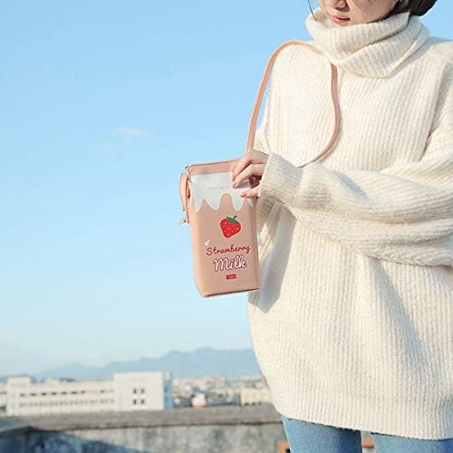 YAMEE Womens PU Leather Cute Milk Box Crossbody Bag Waterproof Casual Phone Purse Shoulder Bag Travel Bags for Ladies and Girls (Pink) - Image 4