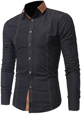 Mens Shirt,Kstare Men Fashion Solid Color Male Casual Tops Long Sleeve T-shirt (L, Black)