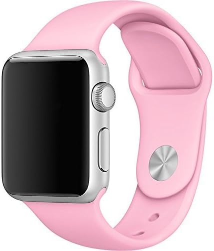 Sport Band for Apple Watch 38mm 40mm, Aimote Soft Silicone Replacement Strap for Apple Watch Series 4 Series 3, Series 2, Series 1,Sport Edition, M/L Size,38mm 40mm Bright Pink