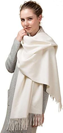 Dongxiao 2017 Cashmere Scarf 330g Large Plain Black Lamb Cashmere Shawl White