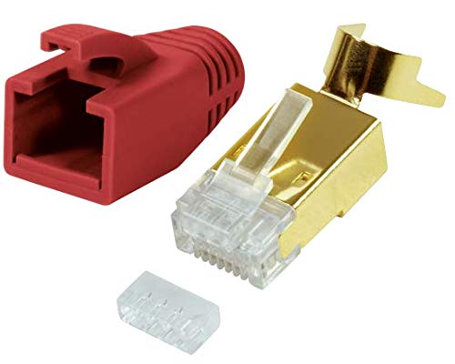 Odedo Pack of 10 Crimp Connectors CAT 7 7A CAT 6A CAT 8.1 Installation Cable up to 8 mm 10 GBit Gigabit Ethernet Rigid Flexible Core 1.2 mm - 1.45 mm AWG 22-24 RJ45 Network Connector Gold-Plated