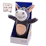 Wenasi 1 Pcs Talking and Walking Donkey Plush Toy Repeats What You Say Electronic Animal Toy for Kids (Grey)
