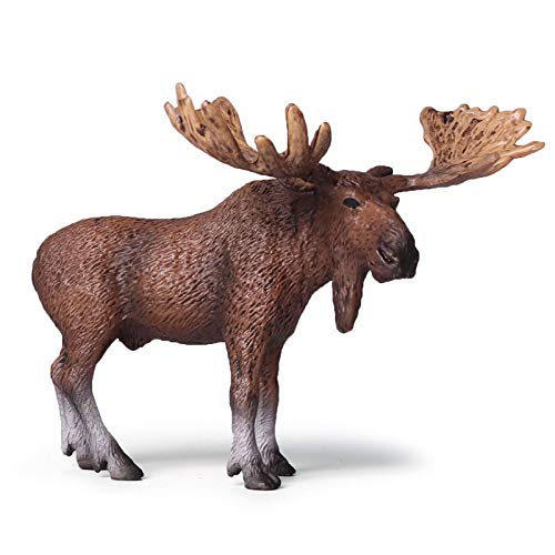 EOIVSH 4 PCS Forest Animal Figures Buck/Moose/Fox/Beaver, Woodland Animal Figurines Cake Toppers Educational Miniature Playset Toys Party Supplies Cute Decoration for Baby Shower Birthday