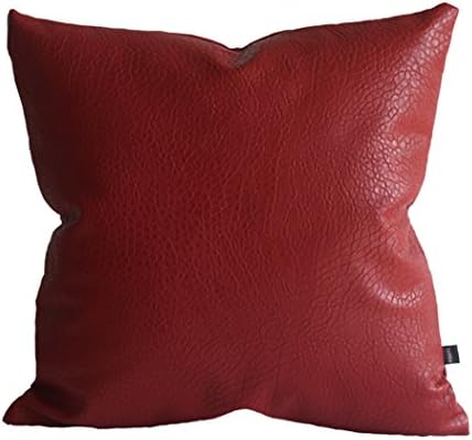 Kdays Faux Leather Elephant Red Pillow Cover Throw Pillow Cover Solid Pillow Cover Solid Cushion Cover 18x18 Inches