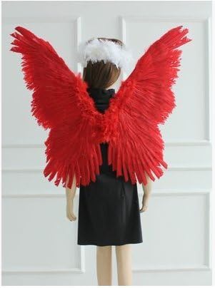 Fashion novel Halloween cosplay angels butterfly feathered wings dance Christmas goods props decoration a birthday present (Red 80 cm 90 cm)