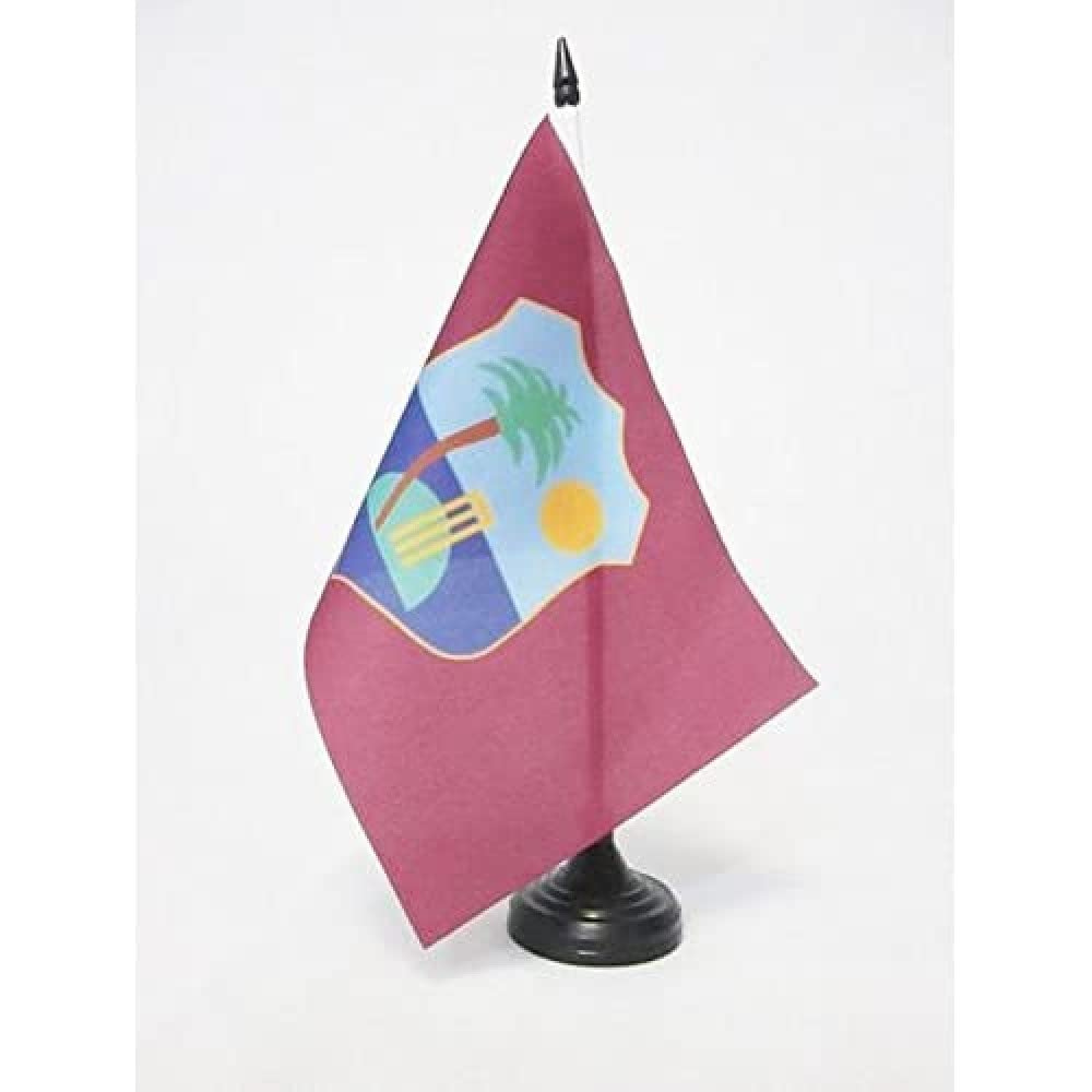 AZ FLAG West Indies Table Flag 5'' x 8'' - Windies Office Decoration 100% Polyester 21 x 14 cm - Mini Desk Flag with Pole and Black Plastic Base